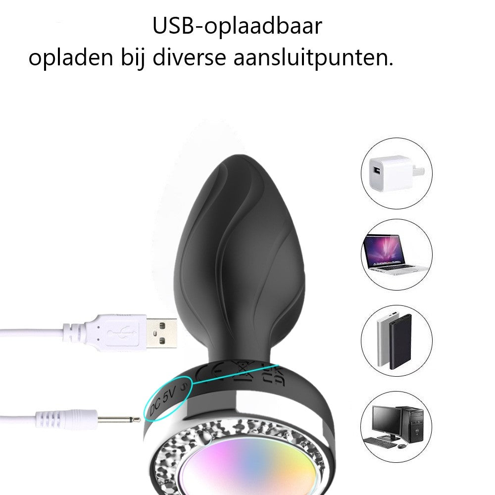 Erodit Lightning butt plug 10 vibration and light settings with remote Erodit.nl Erodit Lightning butt plug 10 vibration and light settings with remote Erodit.nl