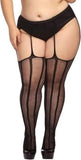 Sexy erotische Plus-Size-Strümpfe in Schwarz mit Strapsgürtel – Luxus-Strumpfhose. 